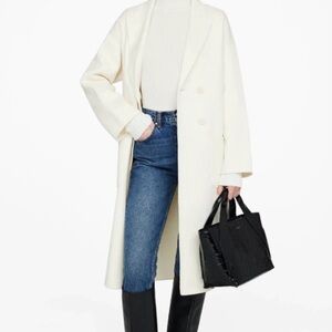 Anine Bing Dylan White Double-Breasted Coat M